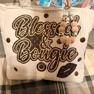 Blessed & Bougie Beige Tote Bag